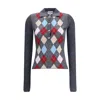 Ganni Long-sleeved Polo Shirt With Argyle Pattern