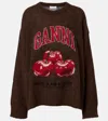 Ganni Printed Alpaca And Wool-blend Sweater In Brown