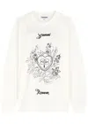 Ganni Re-cut Heavy Jersey Charm Long Sleeve T-shirt In Cream