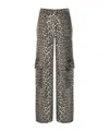 Ganni Angi Animal Print Cargo Jeans In Black