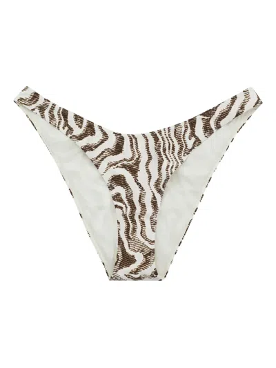Ganni Printed Bikini Bottoms In White