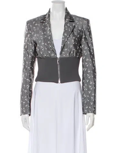 Pre-owned Ganni Printed Blazer In Gray
