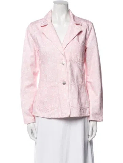 Pre-owned Ganni Printed Blazer In Pink