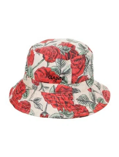 Pre-owned Ganni Printed Bucket Hat In Neutral