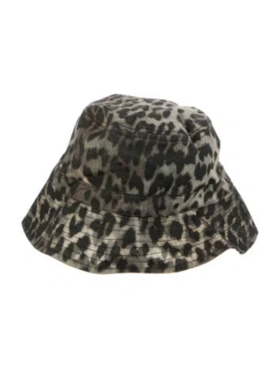 Pre-owned Ganni Printed Bucket Hat In Neutral