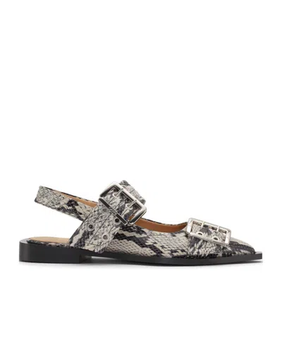 GANNI GANNI EMBOSSED BUCKLED BALLERINAS