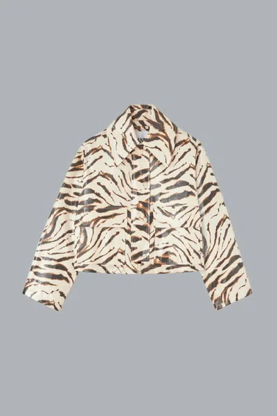 Ganni Printed Canvas Barn Jacket In Multi