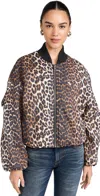 Ganni Printed Canvas Bomber Jacket Leopard In Leopard