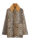 Ganni Long Sleeve Animal Print Jacket With Wide Collar