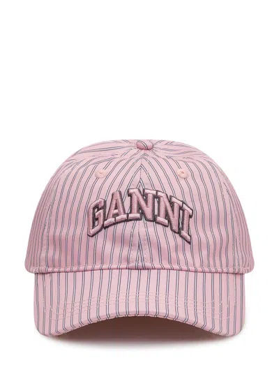 Ganni Printed Cap In Brown