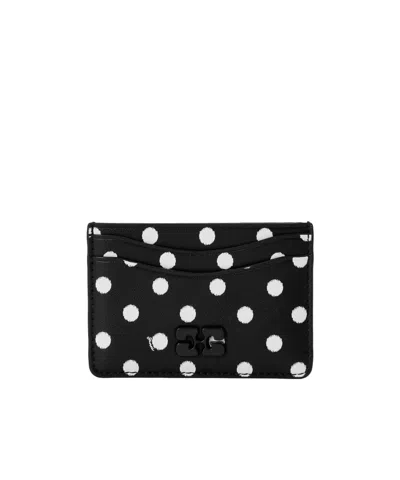 Ganni Printed Card Holder In Black