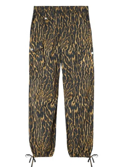 Ganni Printed Cargo Pants Woman Khaki In Brown
