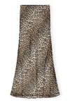 Ganni Printed Chiffon Maxi Skirt In Almond Milk