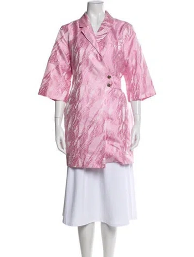 Pre-owned Ganni Printed Coat In Pink