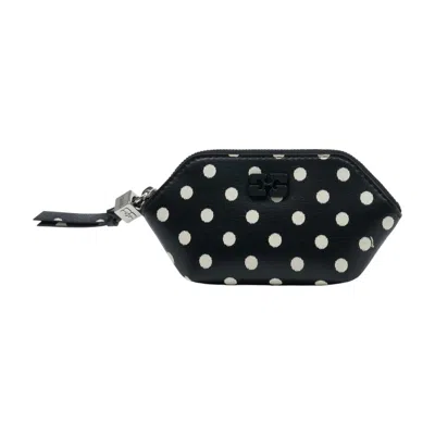 Ganni Printed Coin Purse In Black