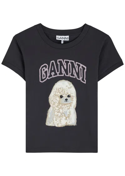 GANNI GANNI PRINTED COTTON T-SHIRT