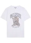 Ganni Basic Jersey Leopard Relaxed T-shirt Leopard In Multi