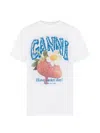 Ganni Womens Bright White Jersey Strawberry Printed Round-neck Cotton-jersey T-shirt In White