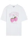 Ganni Raspberry Printed T-shirt In White