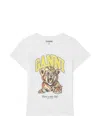 Ganni Organic Cotton T-shirt With Front Print In White