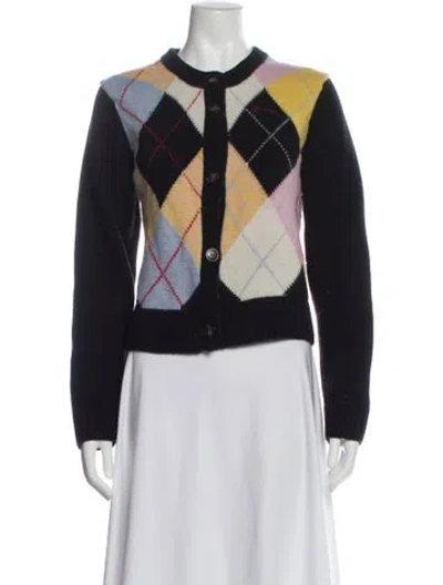 Pre-owned Ganni Printed Crew Neck Sweater In Blue