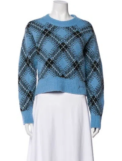 Pre-owned Ganni Printed Crew Neck Sweater In Blue