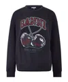 Ganni Printed Crew Sweatshirt In Black