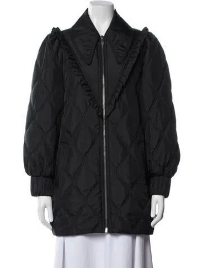 Pre-owned Ganni Printed Denim Jacket In Black