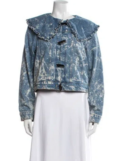 Pre-owned Ganni Printed Denim Jacket In Blue