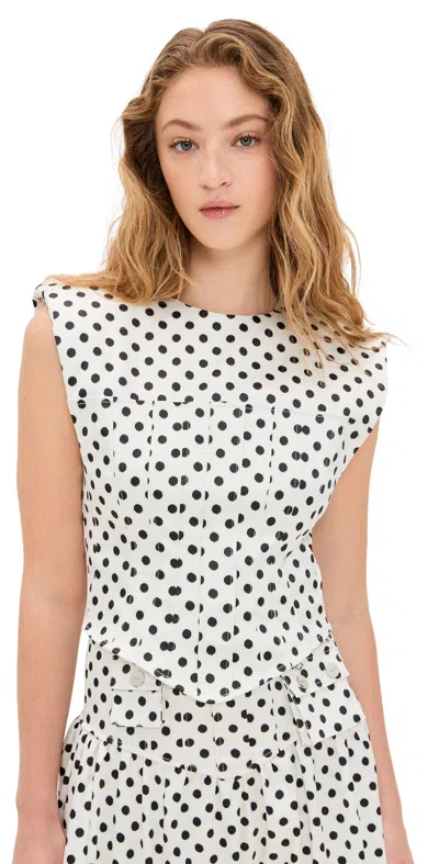 Ganni Polka Dots Corset Blouse In White