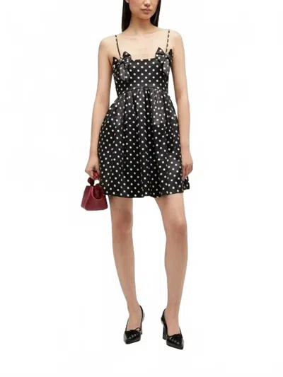 Ganni Multicolor Recycled Polyester Casual Dress In Black