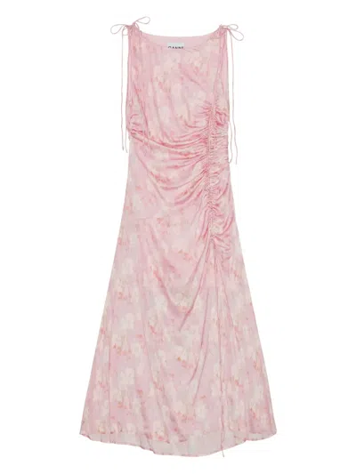 Ganni Printed Dress In Pink