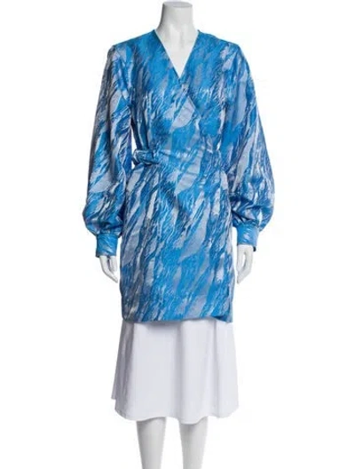 Pre-owned Ganni Printed Evening Jacket In Blue