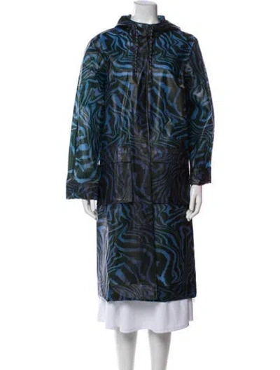 Pre-owned Ganni Printed Faux Fur Coat In Multi