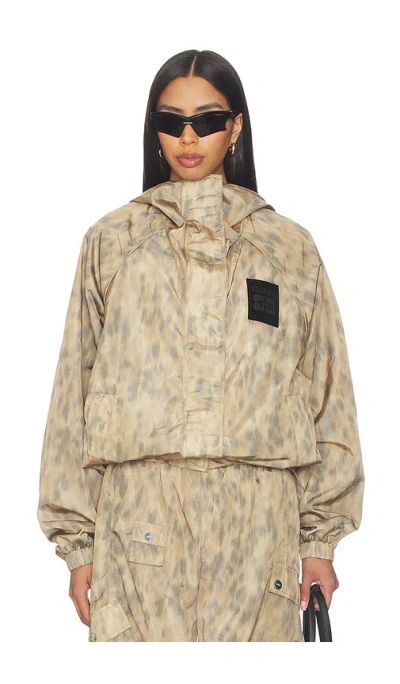 Ganni Printed Flyweight Nylon Hooded Jacket In Multi