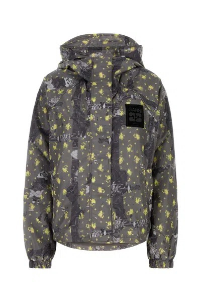 Ganni Lightweight Jacket With Unique Stamp Design For Women In Multi