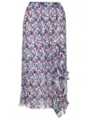 Ganni Printed Georgette Midi Skirt In White