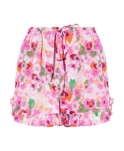 GANNI GANNI FLORAL PRINTED HIGH WAIST SHORTS