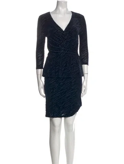 Pre-owned Ganni Printed Knee-length Dress In Blue