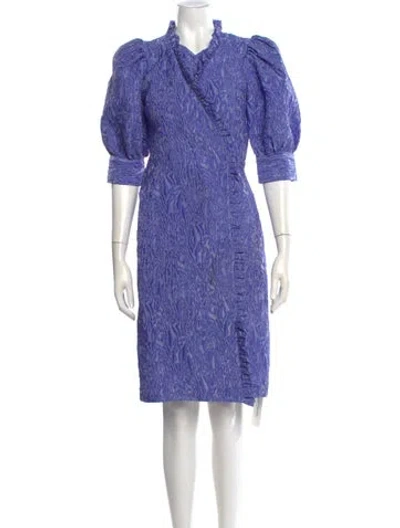 Pre-owned Ganni Printed Knee-length Dress In Purple