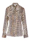Ganni Leopard Print Canvas Overshirt In Multicolour