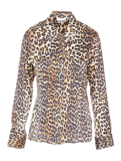 GANNI PRINTED LEOPARD SHIRT