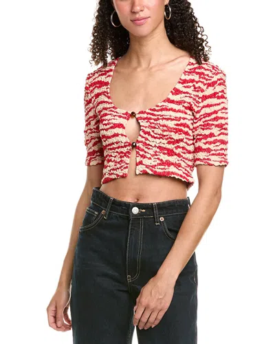 GANNI PRINTED LIGHT GEORGETTE CROPPED BLOUSE