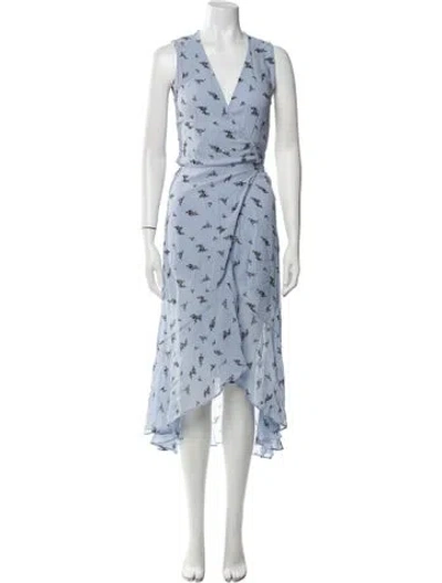 Pre-owned Ganni Printed Long Dress In Blue
