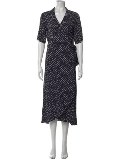 Pre-owned Ganni Printed Long Dress In Blue