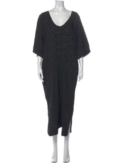 Pre-owned Ganni Printed Long Dress In Gray