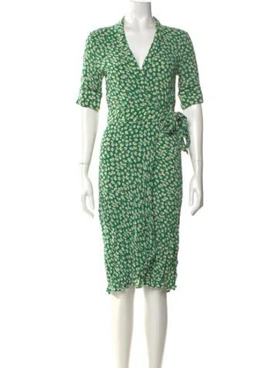 Pre-owned Ganni Printed Long Dress In Green