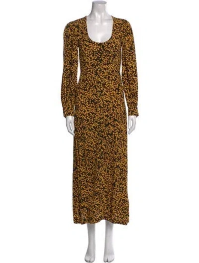Pre-owned Ganni Printed Long Dress In Multi