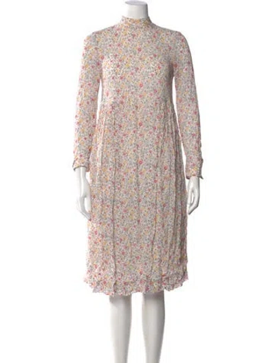 Pre-owned Ganni Printed Long Dress In Neutral