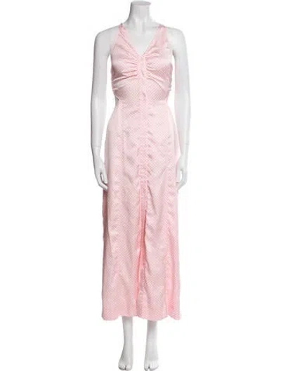 Pre-owned Ganni Printed Long Dress In Pink
